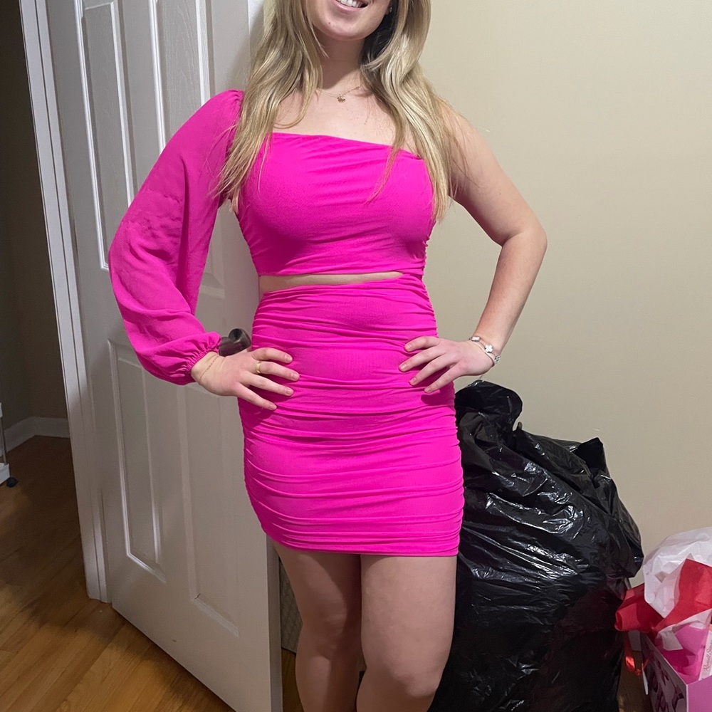 Vibrant Pink One-Shoulder Dress